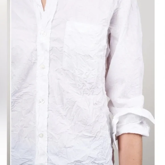 Frank & Eileen Frank & Eileen white Joedy crinkle button down shirt SzSmall EUC - Picture 2 of 9
